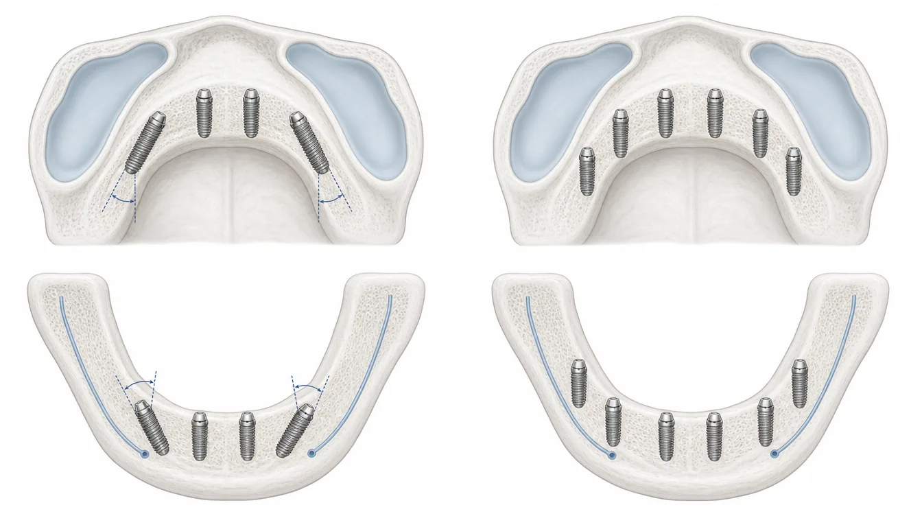 Implant placement in All-on-4 and All-on-6 treatment